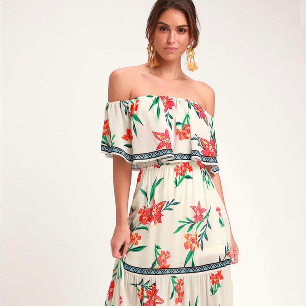 NWOT Cancun Cutie Off The Shoulder Maxi Dress